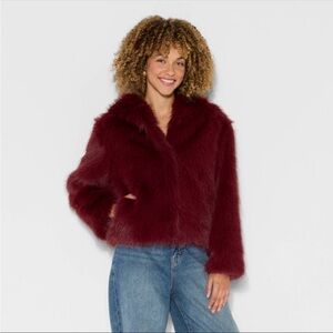 Wild Fable Burgundy Faux Fur Jacket NWT
